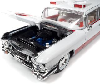 Cadillac Eldorado Ambulance 1959, white & red Auto World 1:18